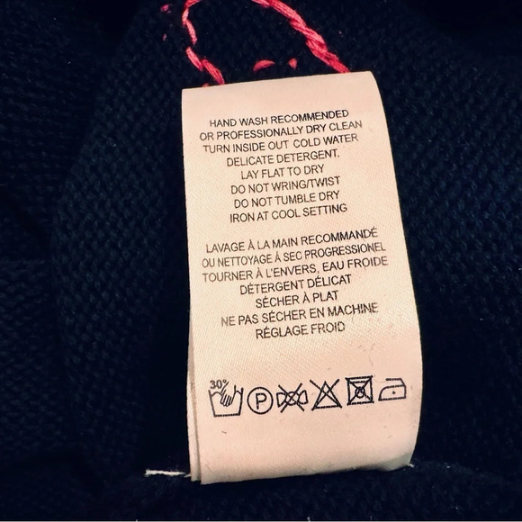 KERRI ROSENTHAL Women’s Navy Blue Puff Sleeve Pullover Sweater Size L - Picture 13 of 14